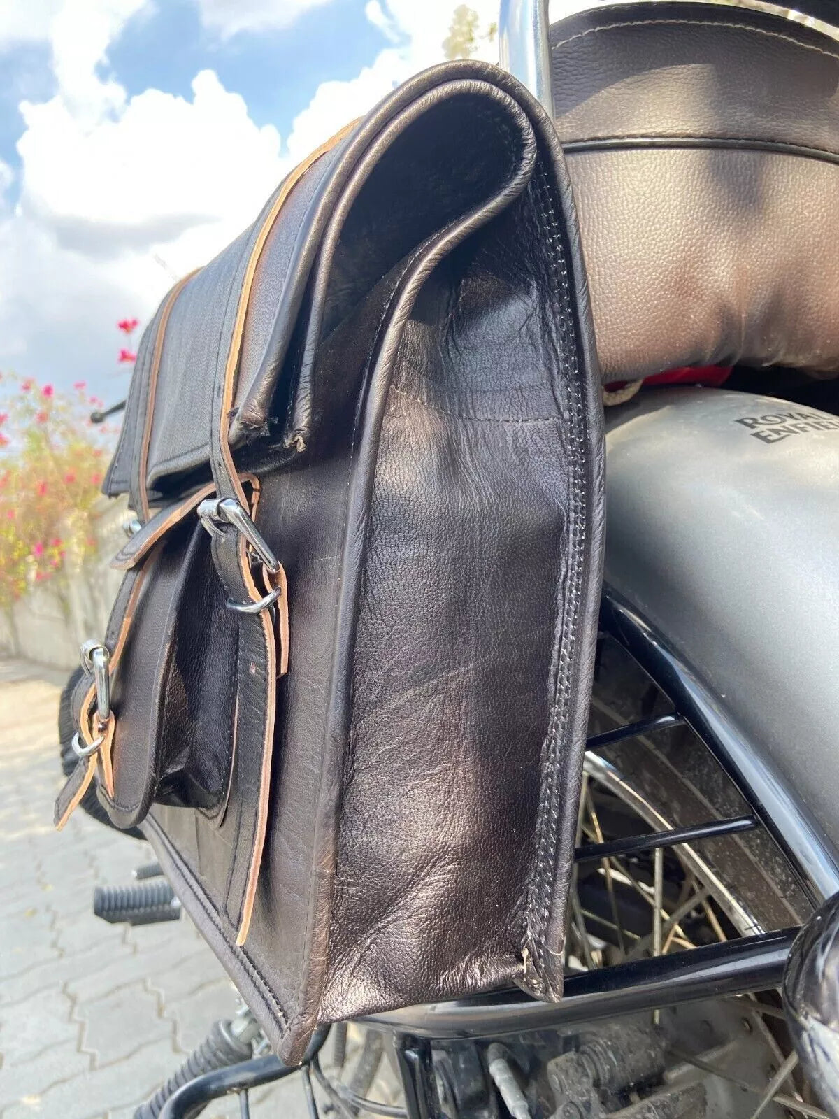 Leather Roll Motorcycle Saddle Bag