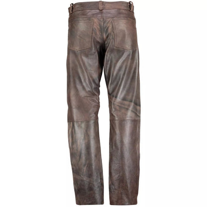 Men's Biker Brown Leather Biker Pant