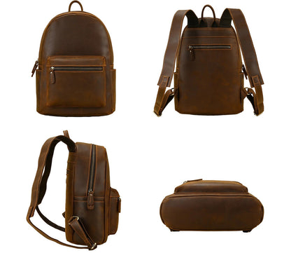 Brown leather backpack men