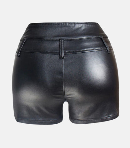 Genuine Leather Black Leather Short Women