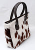 Cowhide Fur Tote Purse Brown White