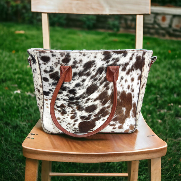 Cowhide Tote Purses Spotted Tricolor