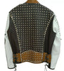 Men's Silver Studded Leather Jacket Punk Biker