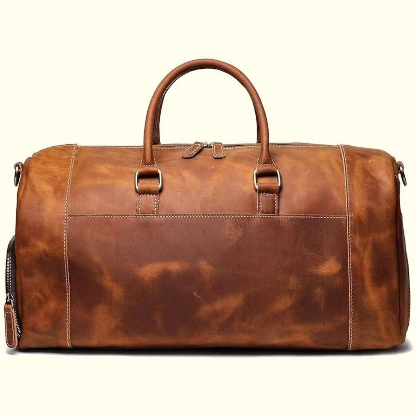 leather duffle bag with shoe compartment