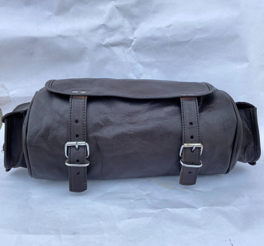 Black Leather Sports Motorcycle Saddlebag Pannier