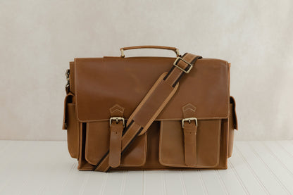 Brown Soft Leather Briefcase Bag