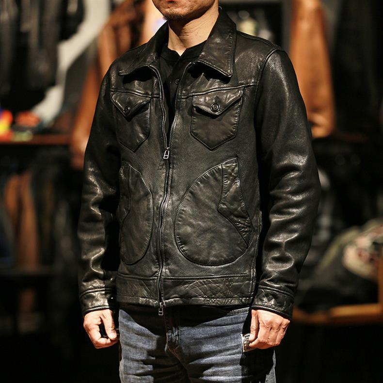 Men Leather Jacket Double Zip Bomber