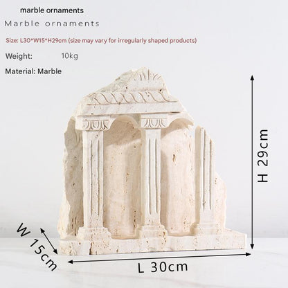 Roman  Yellow Travertine Marble Column Ornament
