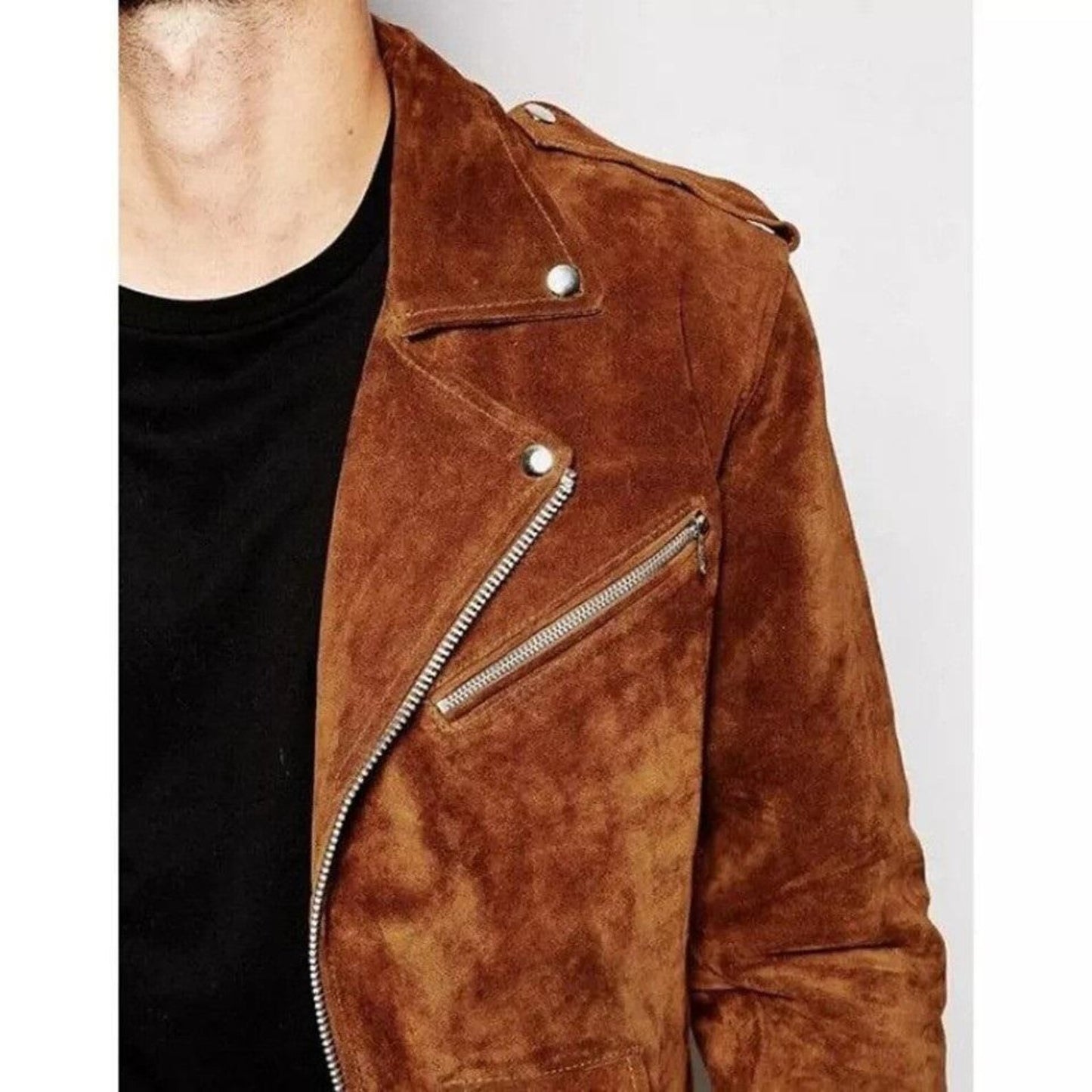 Men's Brown Suede Leather Fringe Jacket