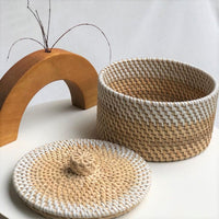 Round Natural Rattan Basket With Lid