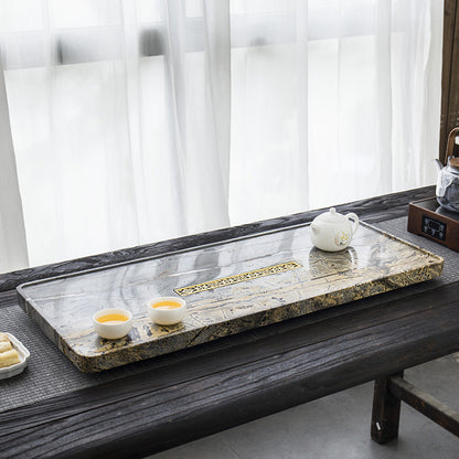Black Grey Gold Stone Tea Tray for Gongfu Brewing