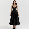 strapless v-neck corset a-line long dress Black S