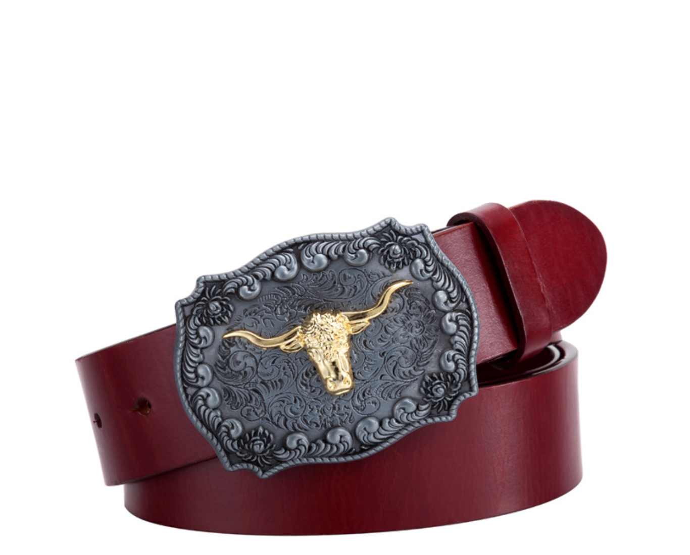 Men’s Western Bull Head Leather Belt