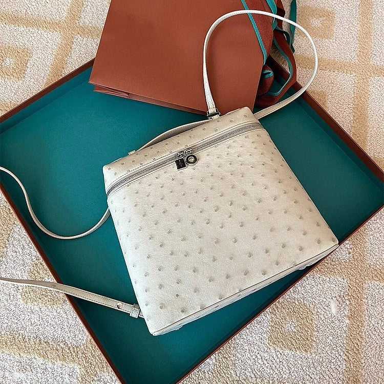 Backpack Women Ostrich Pattern Genuine Leather Handbag