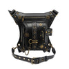 Punk Waist Leg Bag Black PU Chain and Motorcycle Style