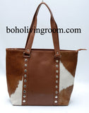 Brown White Cowhide Shoulder Purse
