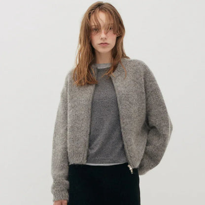 Women low waist zip cardigan knit outerwear 2 S