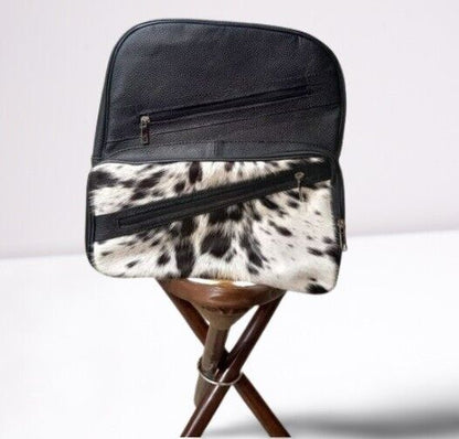 Real Cowhide Black Leather Backpack