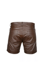 Brown Real Leather Casual Shorts