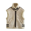 Faux suede fleece lined sleeveless vest jacket 2 XS