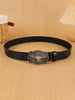Western Longhorn Buckle Leather Belt for Men
