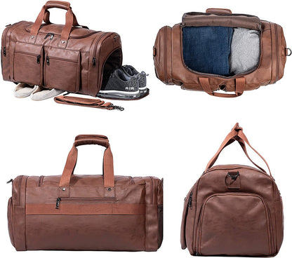 Men's Leather Travel Weekender and Gym Bags