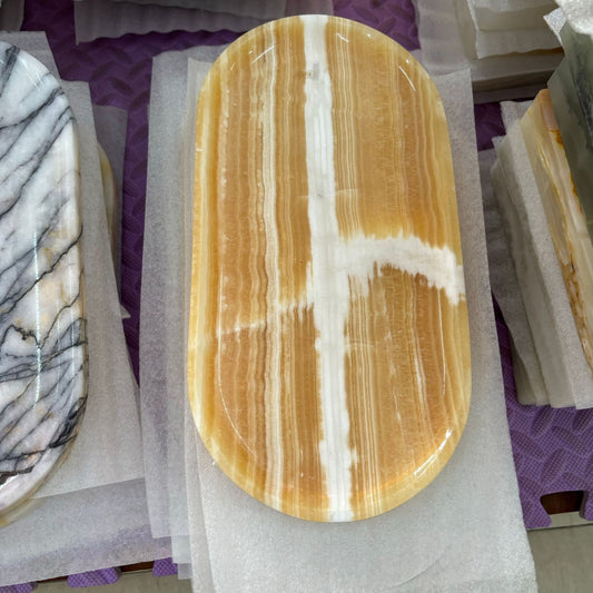 Marble Vanity Tray Oval Decorative Storage Plate