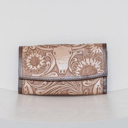 Engraved Tooled Leather Women's Wallet