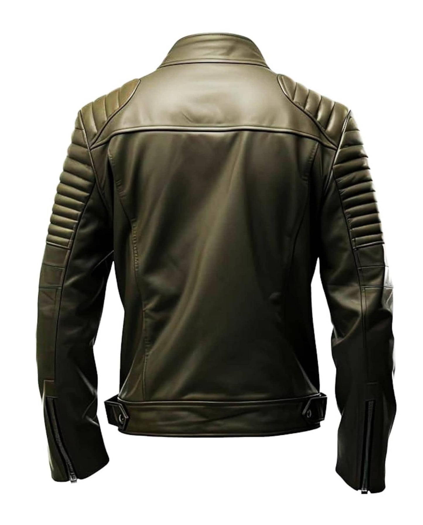 Men’s Army Green Black Genuine Leather jacket