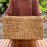 Set of 3 extra large dried water hyacinth storage basket with handle.