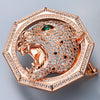 Animal Head Belt Buckle with Rhinestones and Stainless Steel Frame