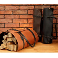 leather wood carrying bag