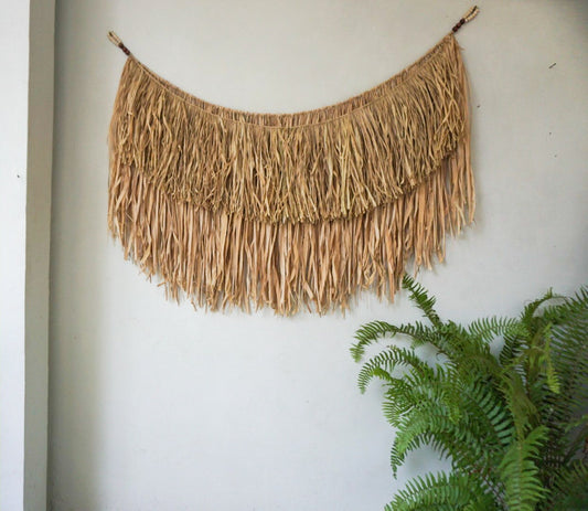 Natural raffia and seagrass wall hanging