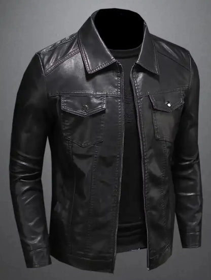 slim fit leather biker jacket