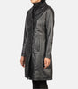 Women's Black Leather Trench Long Coat