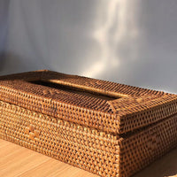 Rectangular wicker rattan tissue box