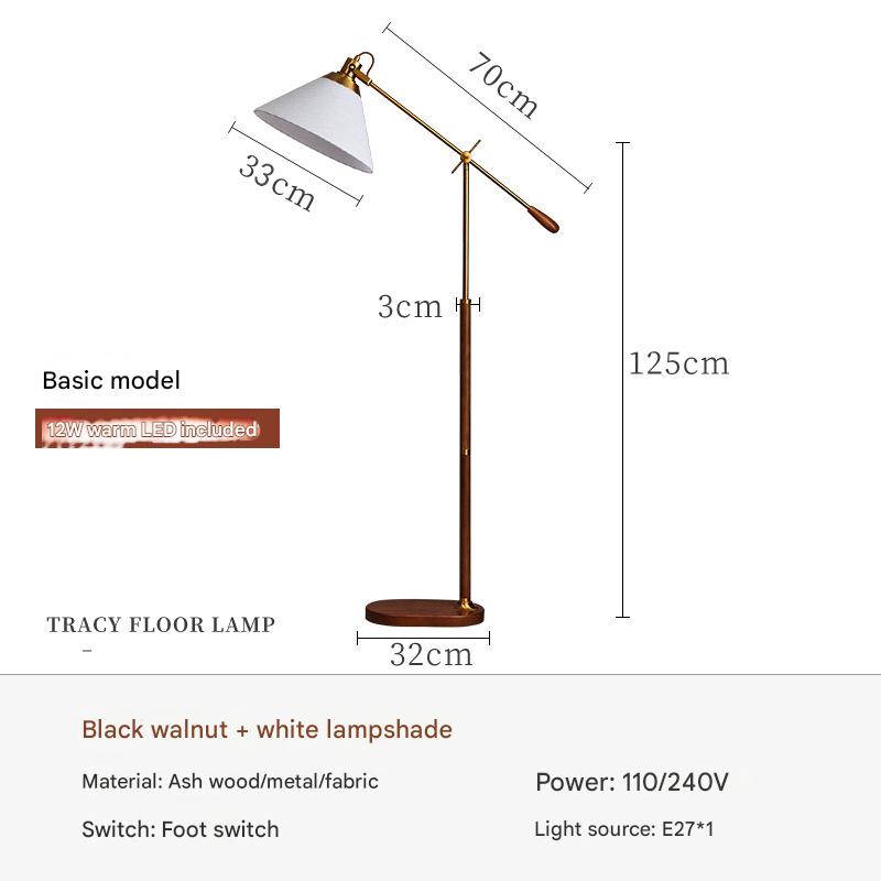 Fishing arm retro floor lamp for reading