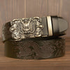 Men’s Genuine Cowhide Leather Belt with Double Dragon Oval Buckle