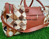 Cowhide Patchwork Holdall Bag