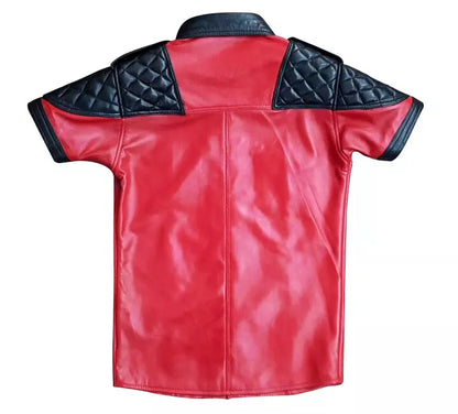 short sleeve quilted leather shirts