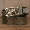 Men Dragon Leather Belt With Alloy Automatic Buckle