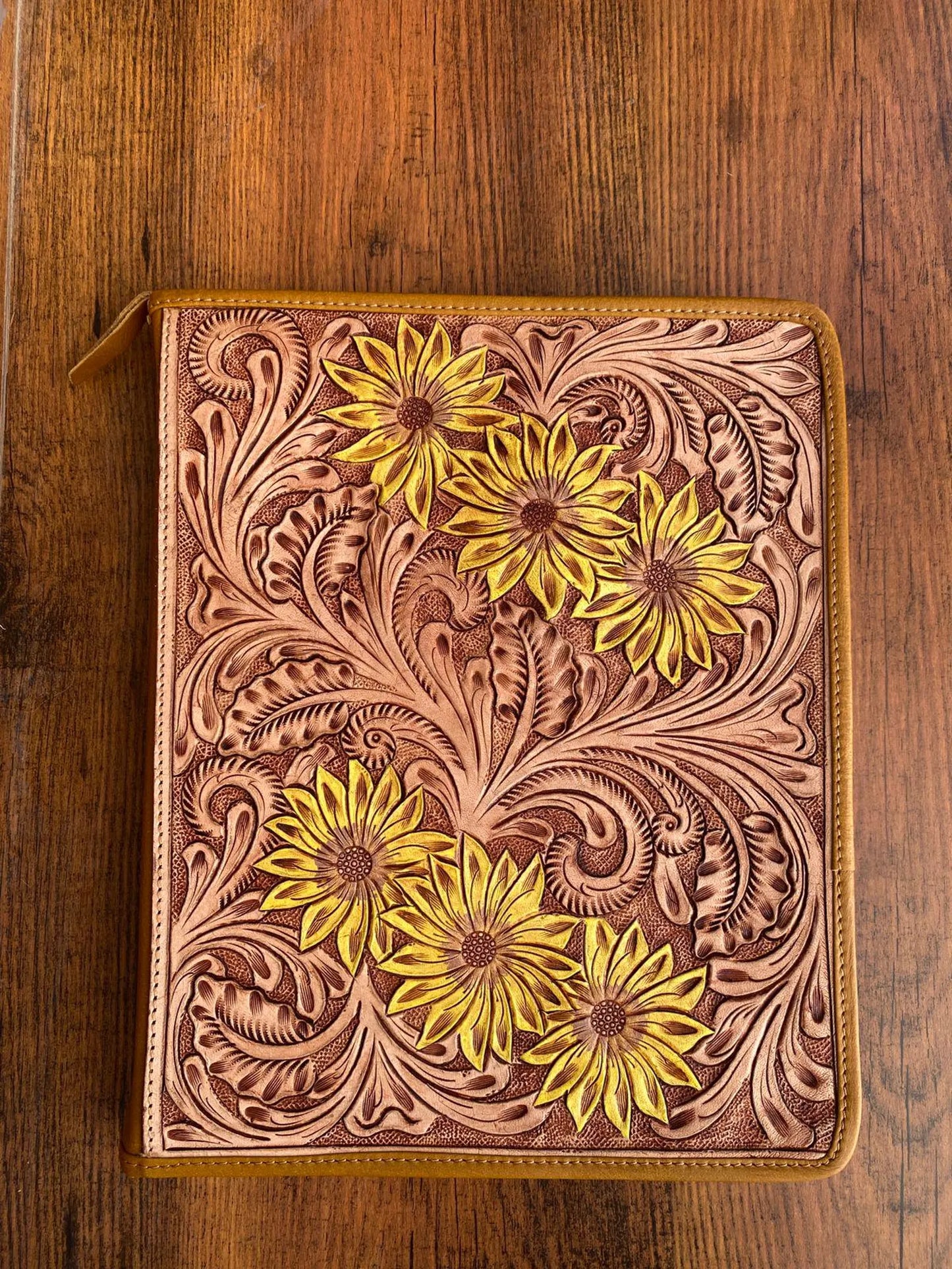 Tooled Cowhide Portfolio Cover