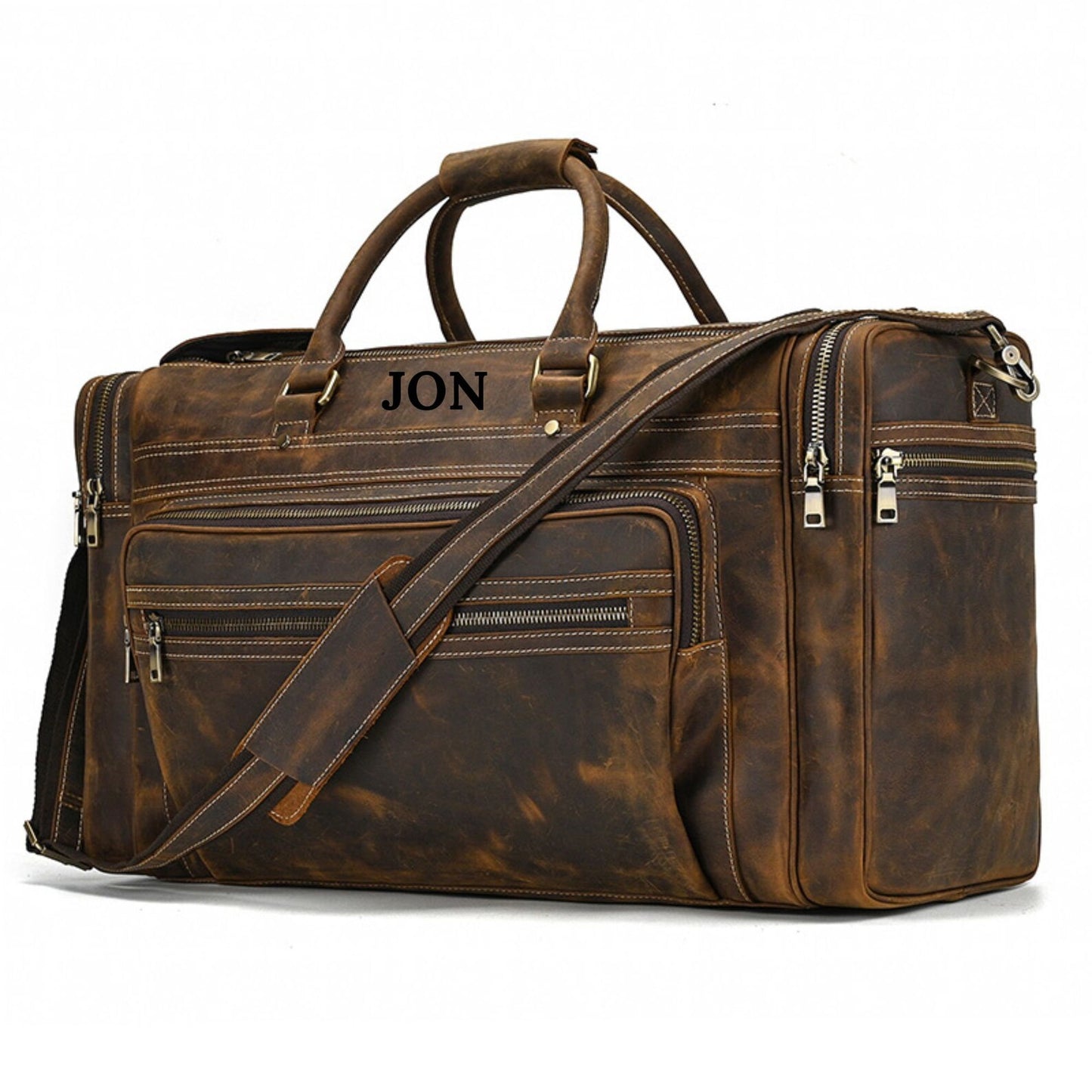 leather carryon weekender bag