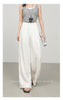 High waist women linen pants with wide leg
