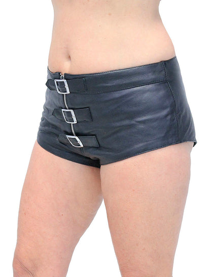 Buckle Front Leather Skimpy Hot Shorts