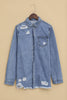 Oversized Distressed Denim Jacket Mid-Length