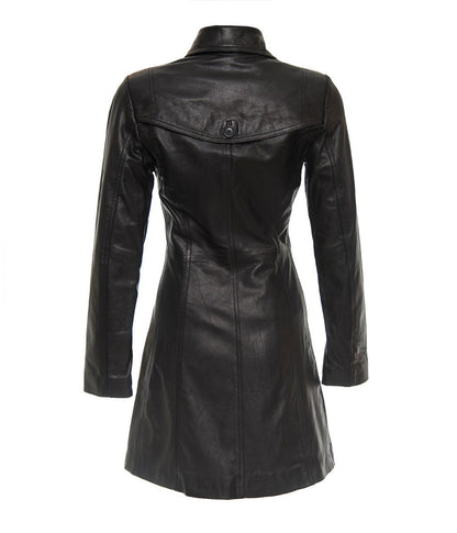 Genuine Leather Long Trench Coat For Women