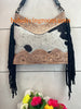 Tooled Cowhide Bag With Fringe