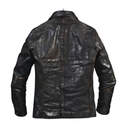 Mens Vintage Distressed Black Motorcycle Jacket