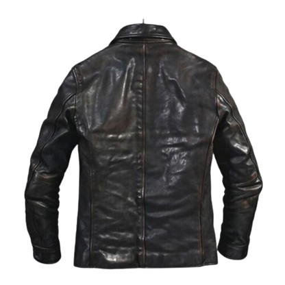 Mens Vintage Distressed Black Motorcycle Jacket